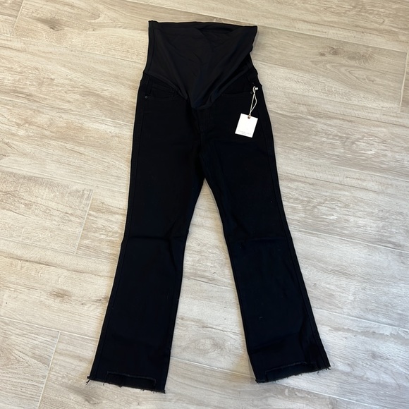 PinkBlush Black Cropped Raw Hem Maternity Jeans Size 27 - Picture 3 of 4
